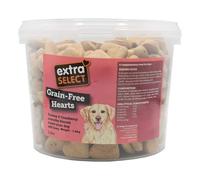 Extra Select Grain Free Baked Heart Shaped Dog Treat Biscuits with Turkey & Cranberry in a 3ltr Bucket (approx 320 biscuits)