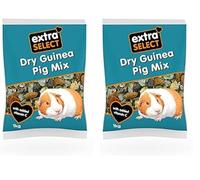 Extra Select Guinea Pig Food - Dry Muesli Mix with Concentrate Pellets, Flaked Maize, Grass Hay, Pea Flakes for Guinea Pigs with Vitamin C- Small Pet Feed - 1kg (Pack of 2)