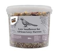 Extra Select Low Sunflower Blend African Grey Parrot Food: 24 Ingredient Parrot Seed mix for Health & Vitality - 5 Litre Tub