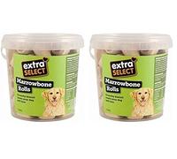 Extra Select Marrowbone Rolls Dog Treat - Crunchy Biscuits & Snacks with Meaty Center - Marrow Bone Puppy Treats & Bedtime Biscuits for Dogs - 1 Litre Resealable Tub (Pack of 2)