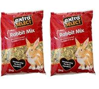 Extra Select Premium Rabbit Mix - Muesli, Rabbit Nuggets, Peaflakes,and Forage with Vitamins & Minerals - 2kg (Pack of 2)