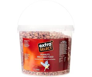 Extra Select Whole Peanuts for Wild Birds: Premium Aflatoxin Tested, Wild Bird Food Peanuts & Squirrel Food - 5 Litre Garden Tub