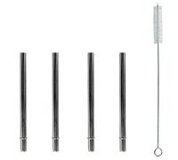 Extra Short 5" Safer Stainless Steel Straws for 12oz Thermos Funtainer, Cocktails, Small Glasses or Cups (4 Pack + Cleaning Brush)