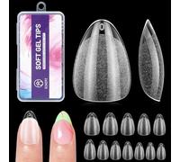Extra Short Coffin Nail Tips: 240Pcs Soft Gel Nail Tips - Shape Pre Half Matte Full Cover Clear Acrylic Gel Kit False Press on Nails for Extension DIY Salon 12 Sizes