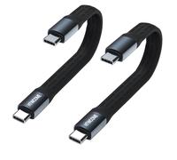 Extra Short Flexible USB C Cable 5.3 inch,USB 3.2 Gen 2 20Gbps Data Transfer 100W PD Fast Charge Flat Type C Cable for Thunderbolt 3 MacBook,Chromebook,External SSD, Power Bank, Galaxy S21 【2PACK】