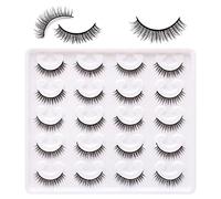 Extra Short Natural Lashes 8mm Length 3D Faux Mink Lashes Natual Look 10 Pairs Pack 100% Handmade Reusable Fake Lashes