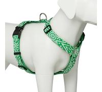 Extra Small Adjustable No Pull Dog Harness for Puppies and Small Dogs | Lightweight Nylon Puppy Harness | Green and White Geometric Print Training and Walking Vest (Green, Extra Small)