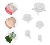 Extra Small Silicone Stretch Lids 5 pack Reusable Silicone Jar Cover to Fit 0.8 Inch to 3.2 Inch Cat Food Cans Mini Mason Jars Beer Bottles