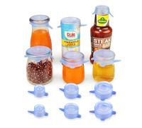 Extra Small Silicone Stretch Lids Reusable Silicone Jar Cover 3 Different Size Blue 6 pcs Bottle Cover Caps