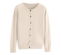 Extra Small Womens Cashmere Cardigans, Women's Cashmere Cardigan Round Neck Wool Cardigans Long Sleeve Sweaters Knitwear Ladies Elegant Plain Jumpers Top Autumn Winter Thin 09-Beige L