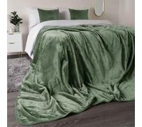 Extra Soft Bed Blankets for Sofa Bed Throws Luxury Fluffy Cosy Warm 400GSM Thick Fleece Faux Fur Throw over Sofa, Couch, and Picnic Camping Travel (Green, 150 cm x 200 cm)
