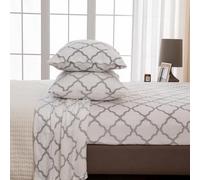 Extra Soft Cozy Velvet Plush Sheet Set. Deluxe Bed Sheets Deep Pockets. Velvet Luxe Collection (Twin, White/Grey)