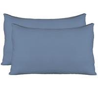 Extra Soft Jersey Knit Pillow Cases, Standard Size with Hidden Zipper, Soft Than Cotton, Pack of 2, Denim Blue