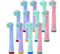 Extra Soft Kids Toothbrush Heads Oral B Compatible - 12 Pack, Pastel Colour