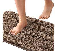 Extra Soft Microfiber Bath Mat Non Slip Shaggy Rug Quick Dry Absent Bathroom Carpet Taupe Brown 120 x 43 cm Ideal for Home & Spa Use