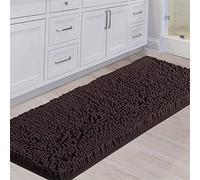Extra Soft Thick Chenille Bath Mat, Quick-Dry Non-Slip Microfiber, Machine Washable, Chocolate Color, 120 x 43 cm - Ideal for Bathroom Comfort and Style