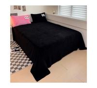 Extra Soft Velvet Plush Micro Fleece Flat Sheet Twin Full Queen Size Bed Breathable Top Sheet Warm Flannel Bed Sheet for Fall Winter and Spring, 1 Pack ( Color : Black , Size : 160x230cm-63x90 in )