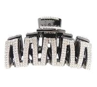Extra Sparkly Women Girls Crystal Diamante Rhinestone Gems Bridal Wedding Evening Party Styling Fine Thin Hair Accessories Butterfly Claw Jaw Clip Octopus Clamp Grip 9cm Zig Zag Lines (Black)