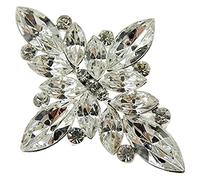 Extra Sparkly Womens Bridal Wedding Dress Christmas Birthday Scarf Lapel Marquis Diamante Diamante Gift Crystal Rhinestone Brooch Badge Corsage Pin SMALL Cross Flower Boxed (Clear)
