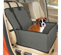 Extra Stable Dog Car Seat - High Quality Car Dog Seat for Small to Medium Dogs - Reinforced Walls and 3 Straps - Waterproof Dog Car Seat for Back and Front Seat (Grey/Black)