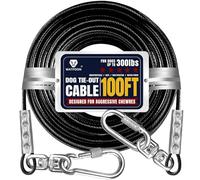 Extra Strong 100ft Tie Out Cable Chains for Large Dogs up to 300 Pound, 1000+Pound Break Strength Tieout Tether Trolley Training Lead, Reflective Dog Run Cable for Yard Garden Park Camping Outside