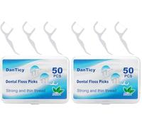 Extra Strong Dental Floss Picks | Professional Clean Flosser Picks | Toothpicks for Adults | Easy Grip Handle | Fresh Mint, 50 Count (Pack of 2)