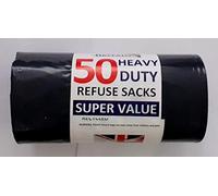 Extra Strong Eco Large Dustbin Bin Bags Heavy Duty Liners Black Plastic Bag Refuse Thick Sacks 20 or 50 Pack Rolls Sack Rubbish Waste - LARGE AND EXTRA LARGE by Klass Home Collection®