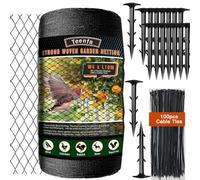 Extra Strong Garden Netting - 4 x 10m Woven Mesh Bird Netting Heavy Duty Kit - 100pcs Cable Ties, 20pcs Plastic Ground Pegs, Netting Mesh for Plants Fruit Veg Patch Grass Seeds Pond Leaf - Reusable