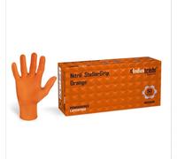 Industrade by Meditrade NITRIL Stellargrip Orange Nitrile Industrial Gloves - Diamond Texture for Enhanced Grip - Powder & Latex Free Disposable Gloves - 8.5g Thickness - Large - 50pcs