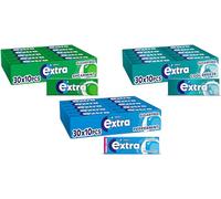 Extra Sugarfree Chewing Gum, Peppermint, Cool Breeze and Spearmint Flavours, Freshens Breath, Helps with Oral Hygiene for Healthy Teeth and Gums 30 Packs of 10 pieces of Each Flavour (90 Packs)