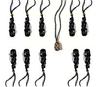 Extra Super Large Fish-Netted Crystal Cage Holders Black Necklace, Adjustable Cord Set Handwoven Rope for DIY Small Medium Quartz Stone Jewelry Making 3 Sizes (10, Extra Large)
