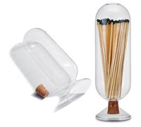 Extra Tall 11" Decorative Glass Matches Cloche Decorative Match Holder Jar for Candle Matches Trendy Fireplace Display Decor