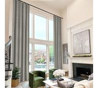 Extra Tall 156" Grey Linen Drapes 100" Wide Total Blackout for High Ceilings Extra Long 108-288" Privacy Panel Ideal for Home Decor and Light Control