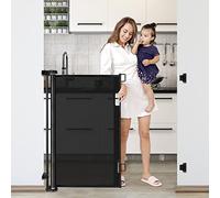 Extra Tall 42-Inch Black Dog & Baby Gate - 56" Wide, Adjustable, Retractable for Stairs, Doorways, Hallways