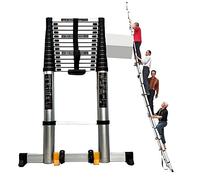 Extra Tall Telescopic Extension Ladder with Stabilizer Bar - Portable Foldable Multi-Purpose for Home Improvement DIY Projects Professional Use Heavy Duty Safety Features