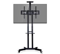 Extra Tall TV Stand with Wheels, Adjustable Floor Mount for Flat Screen TVs 32-65 inches, Includes 2 Shelves, Sturdy Support for Home or Office Use