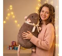 Extra Thicc Fat Rat Plush Toy - Super Soft Chubby Brown Mouse Plushie 35cm Cute Realistic Round Rats Teddy Plush Cozy Huggable Stuffed Mouse Plush Rats Toy for Cuddling Home Room Decor & Gifting