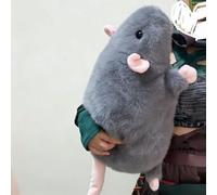 Extra Thicc Fat Rat Plush Toy, Super Soft Chubby Grey Mouse Plushie, Cute Cozy Huggable Animal Pillow for Kids, Teens & Adults (Gray, 35 CM)