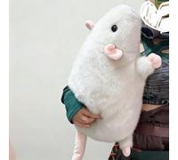 Extra Thicc Fat Rat Plush Toy, Super Soft Chubby Grey Mouse Plushie, Cute Cozy Huggable Animal Pillow for Kids, Teens & Adults (White, 35 CM)