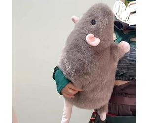 Extra Thicc Fat Rat Plush Toy, Super Soft Chubby Grey Mouse Plushie, Cute Cozy Huggable Animal Pillow for Kids, Teens & Adults (Brown, 50 CM)