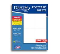 Extra Thick 100lb Cover White Printable Postcards - Blank Postcard Paper - Perforated 4 per Sheet - for Inkjet/Laser Printers - 100 Sheets / 400 Postcards