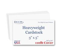 Extra Thick 3" x 5" Single Flat Cards - 110lb Cover (298gsm) White Cardstock - 100 Pack - Inkjet Laser Printer Compatible - Index Cards Postcards Flash Cards Recipe Cards Note Cards Invitations RSVP