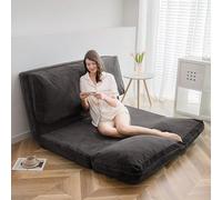 Extra Thick 4-Fold Foam Folding Sofa Chair Mattress for Adults - Removable Machine Washable Corduroy Cover - Versatile Floor Couch for Living Room & Guest Rooms