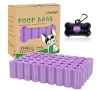Extra Thick Dog Poop Bags - 1140 Count with Dispenser, Unscented, Strong Leak Proof Waste Roll - 57 Rolls, Purple (13 x 9 Inches)