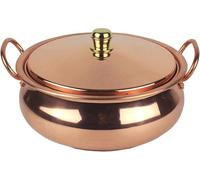 Extra Thick Handmade Copper Hot Pot - Non-stick Stock Pot With Lid & Handle, Perfect For Family Shabu Shabu, Stews & Parties - Durable Soup Pan One Color 10.6 Quarts