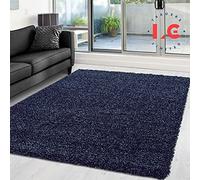 EXTRA THICK HEAVY PILE SOFT LUXURIOUS SHAGGY MODERN AREA RUG RUNNER MAT FOR BEDROOM & LIVING ROOM - NAVY BLUE, 160 X 230 CM, 5 CM HIGH PILE, POLYPROPYLENE MATERIAL, NON-SLIP, EASY TO CLEAN