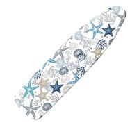 Extra Thick Ironing Board Cover and Pad, Coral Starfish Coastal 15x54 Ironing Board Cover, Resist Scorching and Staining,Elastic Edges,Nautical Blue Conch Ocean Theme