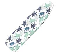 Extra Thick Ironing Board Cover and Pad, Sea Turtle 15x54 Ironing Board Cover, Resist Scorching and Staining,Elastic Edges,Nautical Coral Starfish Coastal Beach Theme Blue Pink