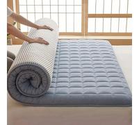 Extra Thick Japanese Futon Mattress 100x200 cm - Foldable, Comfortable, Traditional Checkered Design for Home, Travel & Camping - Also Available in 90x190 cm