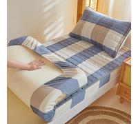 Extra Thick Japanese Futon Mattress 150x190cm - Fluffy Floor Mat for Dormitory Easy to Fold Dark Blue Bedding Essential for Comfort and Space-Saving